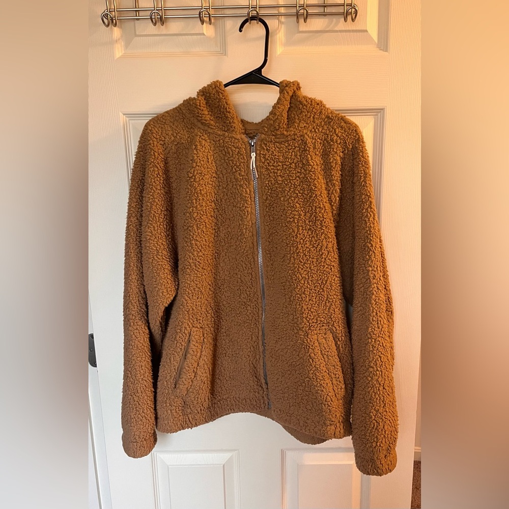 Brown Sherpa Zip-Up Teddy Jacket